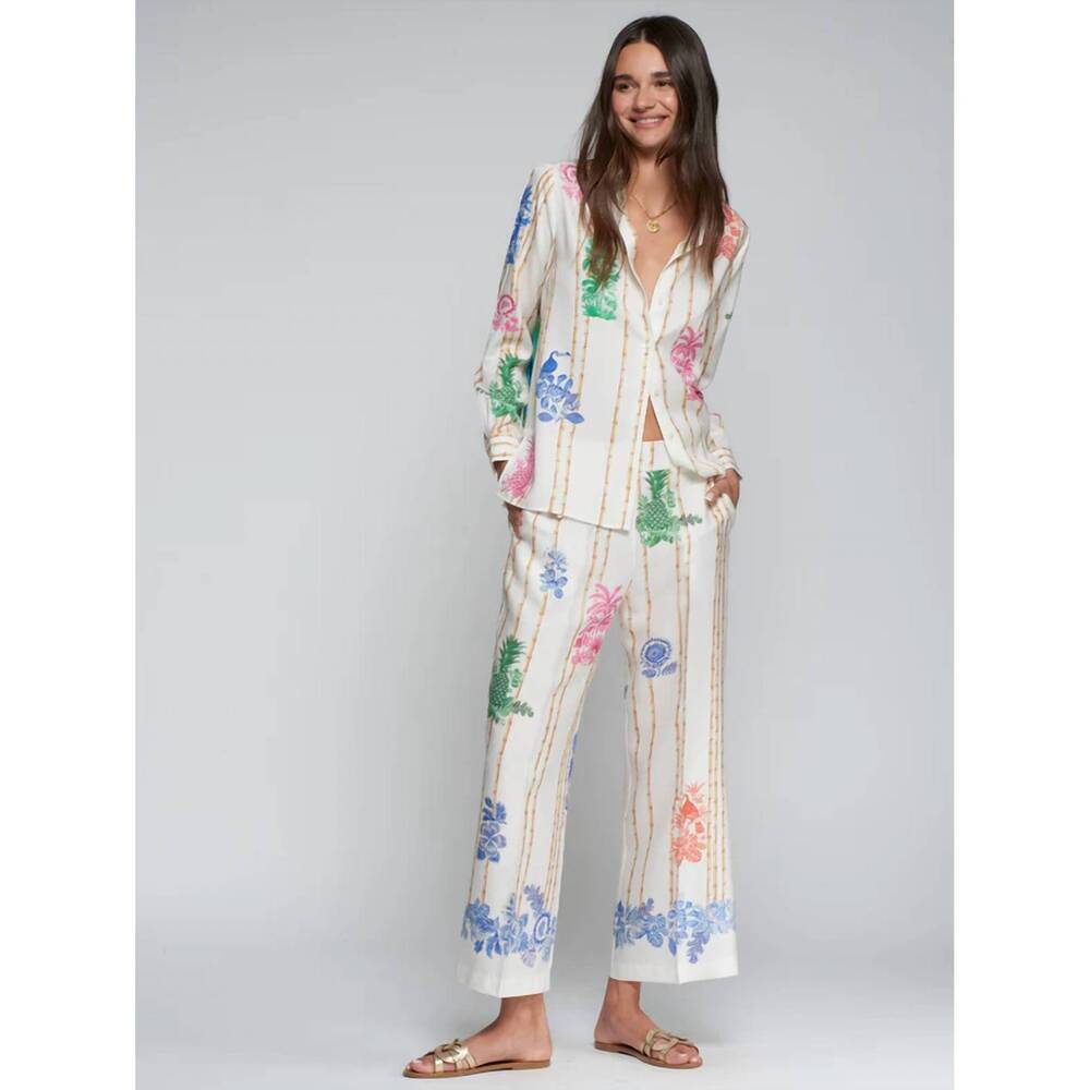 NEW VILAGALLO straight relaxed fit trousers in bamboo print